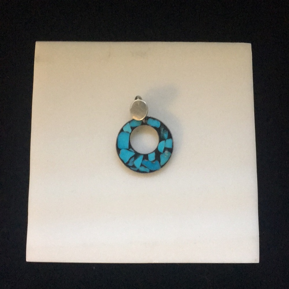 Persian Turquoise Mosaic Inlay Sterling pendant